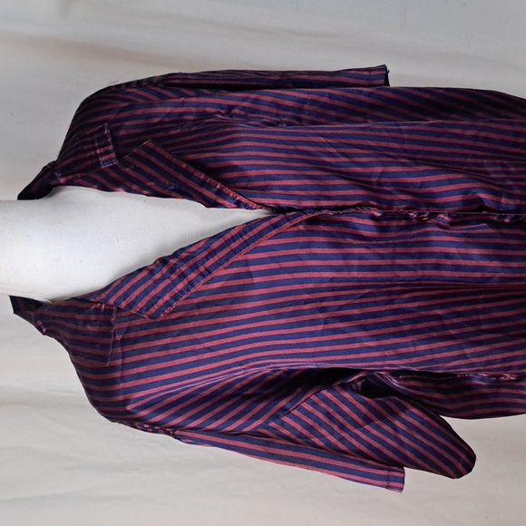 Vintage Secrecy silky striped oversized button front pajama shirt szL - Picture 3 of 14